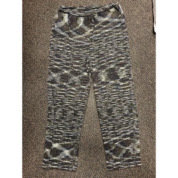 Vintage Elastic Brown+White Warpy Patterned Roberta Pinto Capri Pants Size Small - Picture 1 of 3